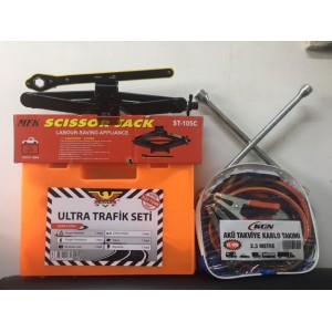 TRAFİK SETİ +BİJON ANAHTARI+ KRİKO+ AKÜ TAKVİYE KABLO-4 LÜ SETİ